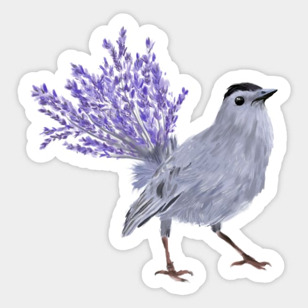 Cat Bird + Lavender Sticker by mkeeley